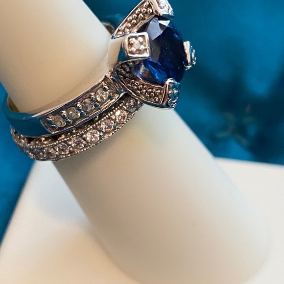 Sapphire & CZ ring set - Picture 3 of 8